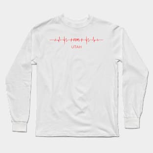 I Love Orem Utah USA Heartbeat Funny T-Shirt For Men Women Custom Long Sleeve T-Shirt